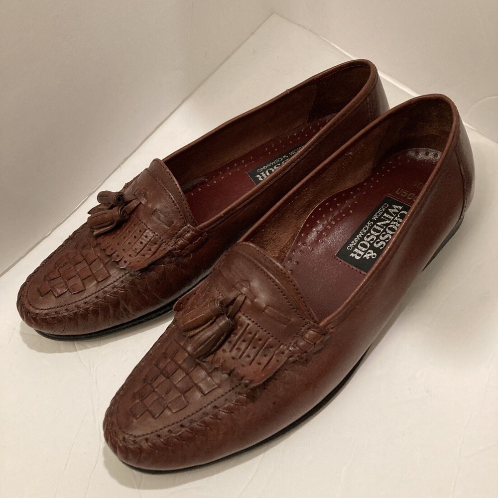 Men’s Cross and Windsor Handcrafted All leather U5001 Brown Loafers Size 9D